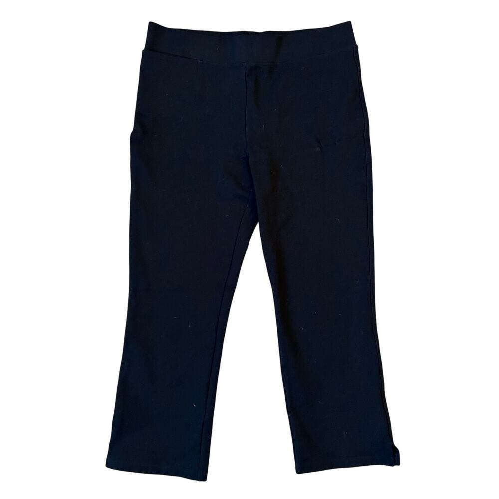 Quince Minimalist Capsule Black Ponte Straight Leg Capri Pants Size Large